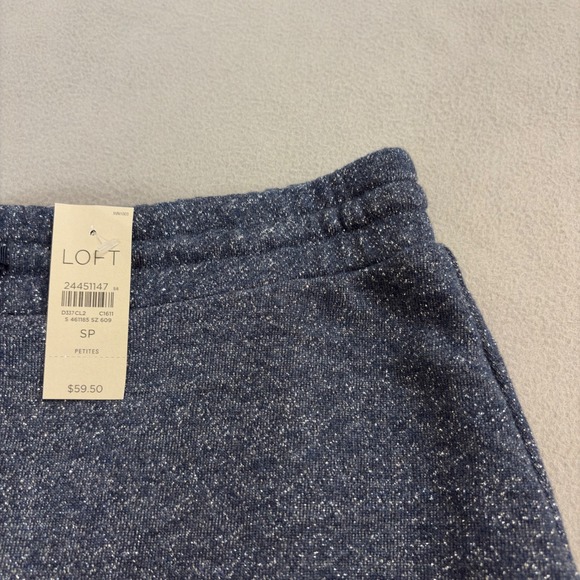 NWT LOFT Skirt Womens Small Petite Blue Metallic Ruffle Hem Drawstring Waist - Picture 5 of 10